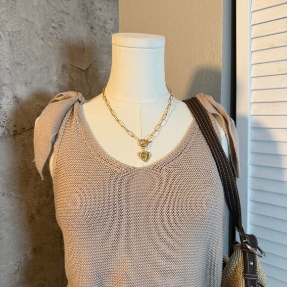 Preppy She + Sky Beige Knitted Sweater Tank Top with Bows - Picture 5 of 8